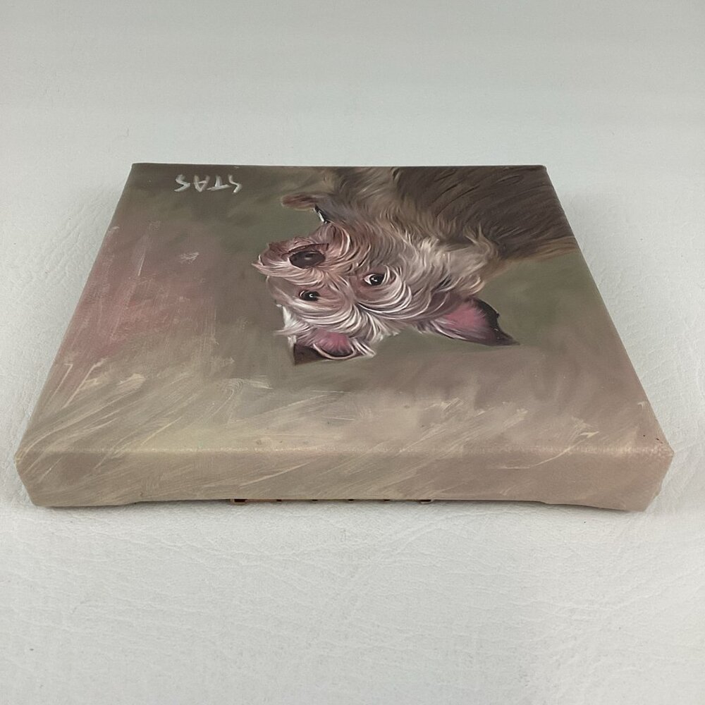 Yorkshire Terrier Pet Portrait Hand Painted Canvas Wall Hanging Daniel Stas 2017 - Picture 5 of 6
